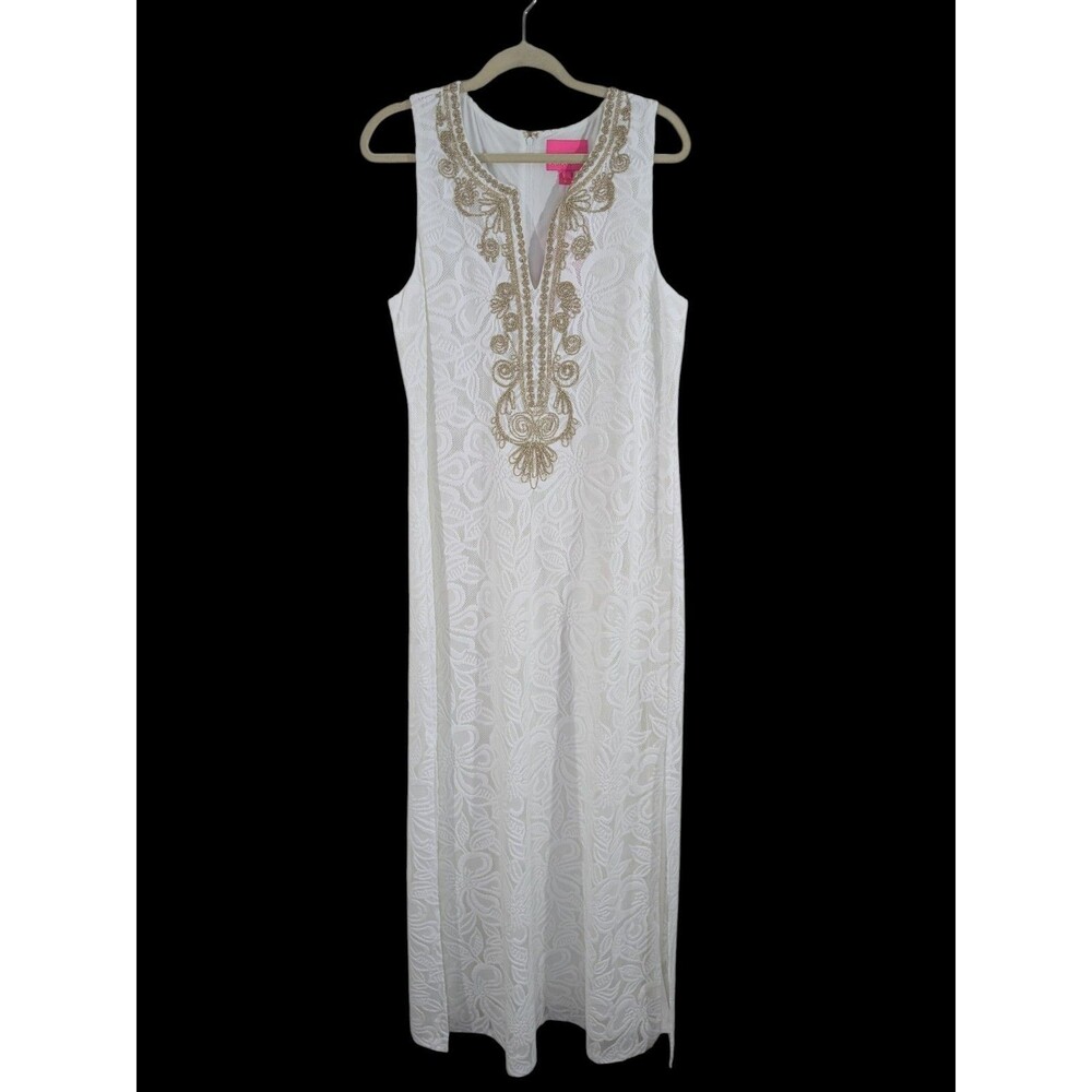 Lilly Pulitzer NWT Carlotta Maxi Dress White Wildflower Lace Size 14 Resort - Picture 2 of 8